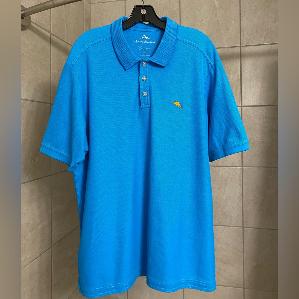 EUC Tommy Bahama men's 3-button placket polo shirt, size Large
